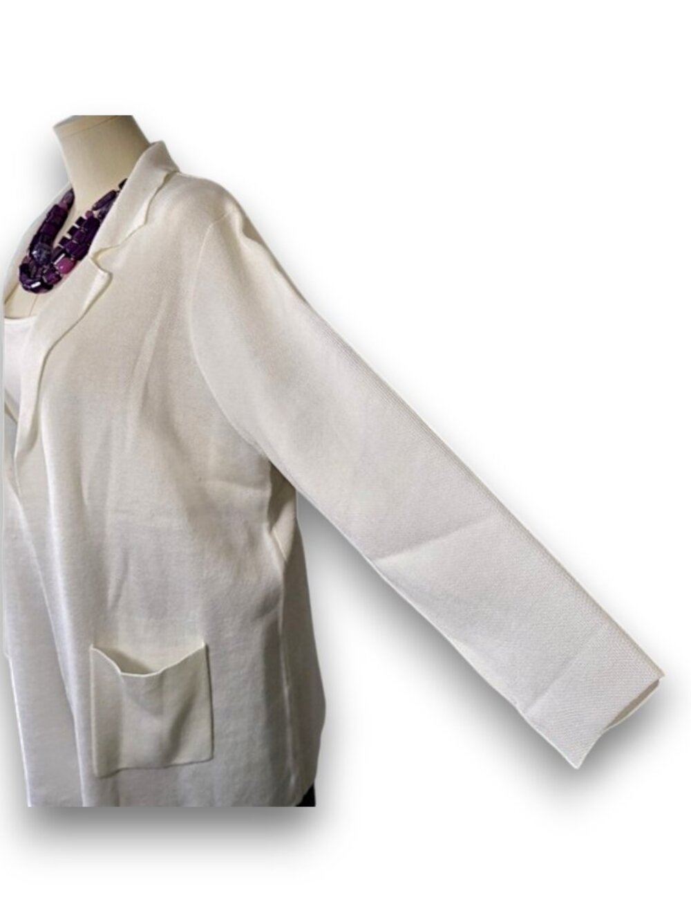 Investments II Ivory Open Front Sweater Jacket - Plus Size 2X NWT - Picture 6 of 9